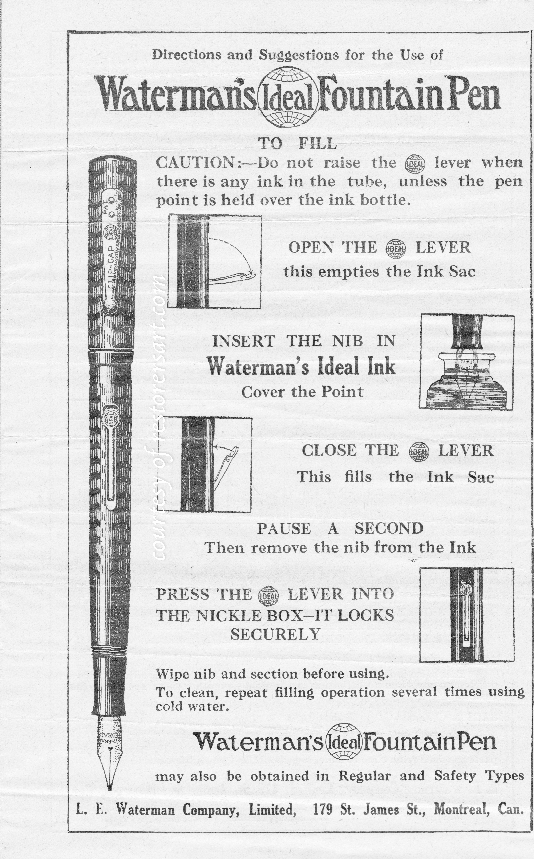 Waterman Pen Ephemera, page one